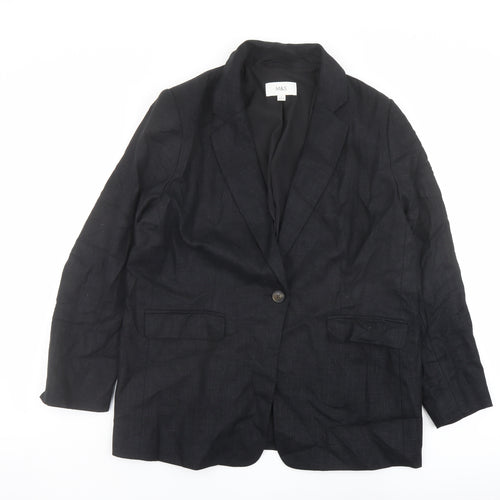 Marks and Spencer Womens Black Herringbone Polyester Jacket Blazer Size 8