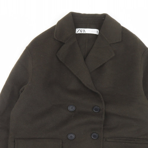 Zara Womens Grey Pea Coat Coat Size XS Button