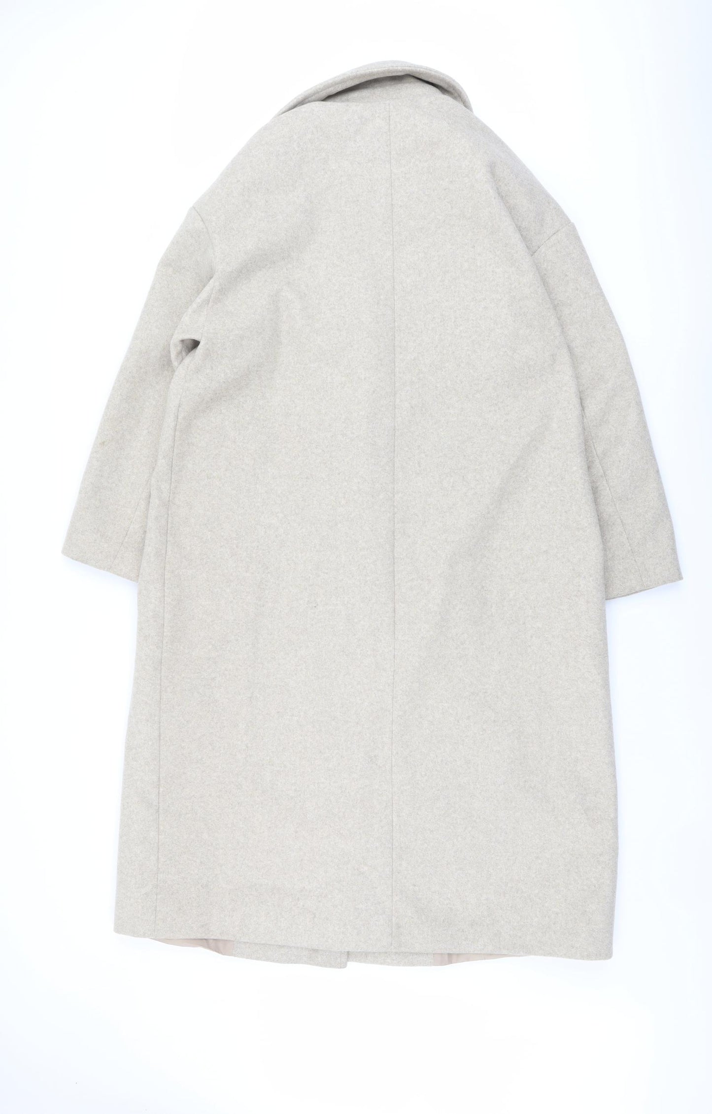 Zara Womens Beige Overcoat Coat Size S Button
