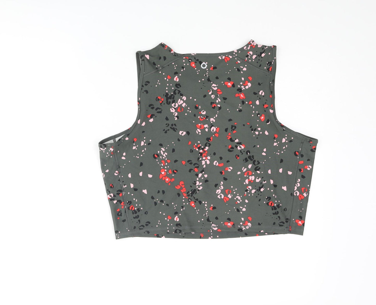GOODMOVE Womens Grey Animal Print Polyester Basic Tank Size 18 Round Neck Pullover - Leopard Print