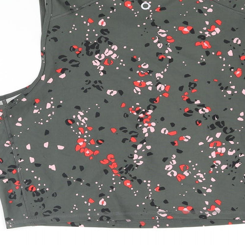 GOODMOVE Womens Grey Animal Print Polyester Basic Tank Size 18 Round Neck Pullover - Leopard Print
