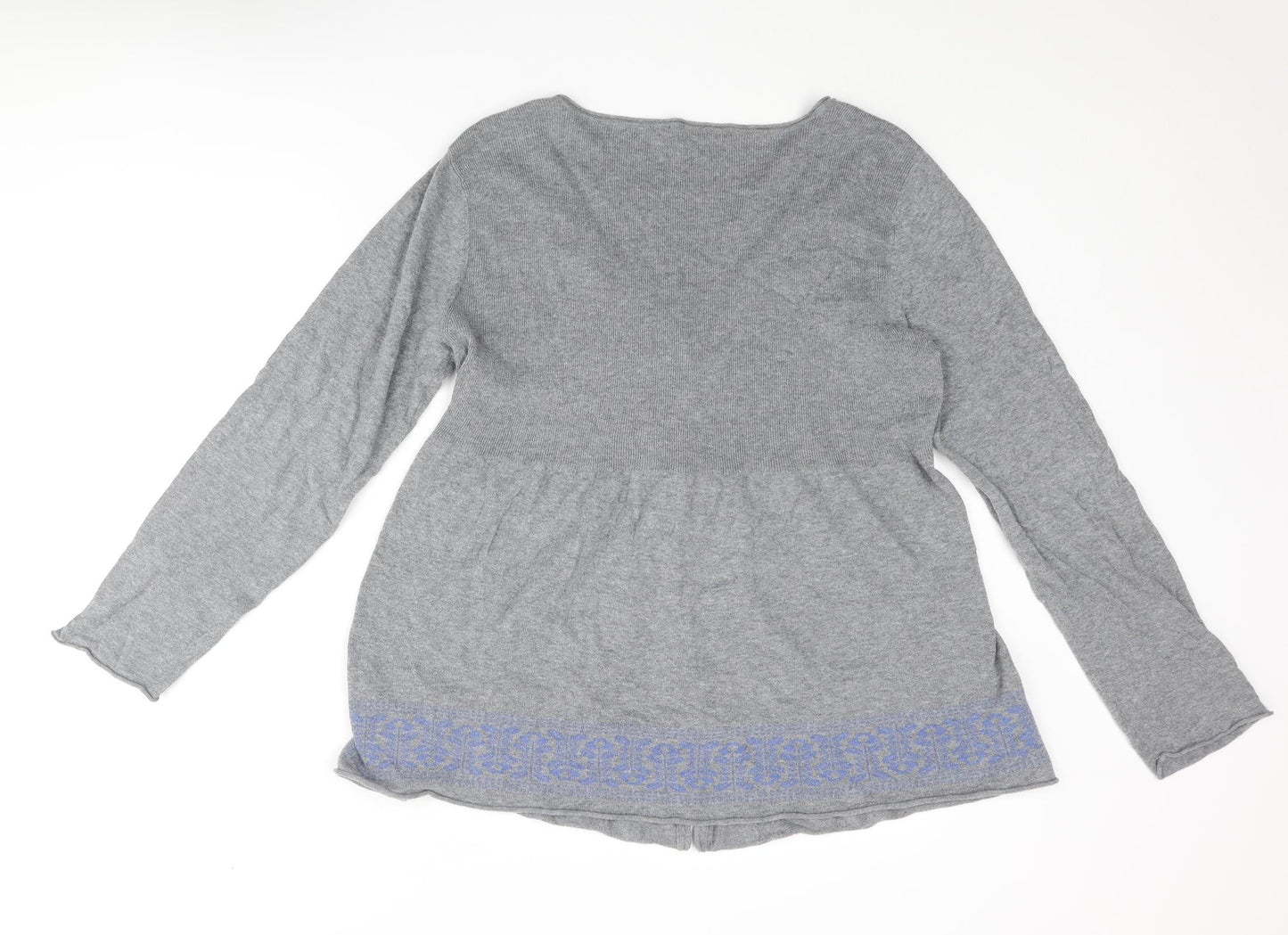 Debenhams Womens Grey V-Neck Cotton Cardigan Jumper Size 16