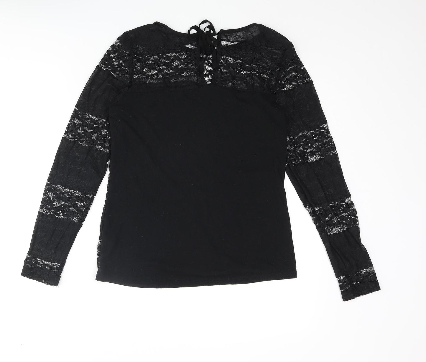 Dorothy Perkins Womens Black Nylon Basic T-Shirt Size 10 Round Neck