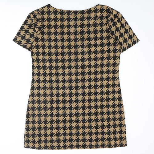 Dorothy Perkins Womens Brown Geometric Polyester A-Line Size 14 Round Neck Pullover