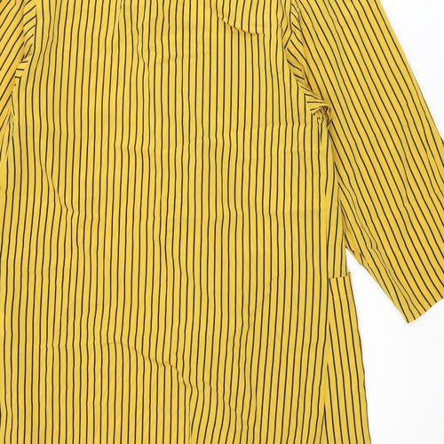 Wallis Womens Yellow Striped Polyester Kimono Blouse Size 10 V-Neck