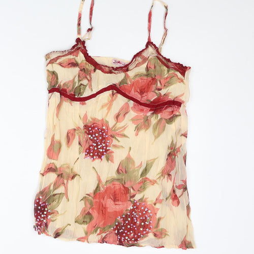 Joe Browns Womens Beige Floral Polyester Camisole Blouse Size 10 Scoop Neck