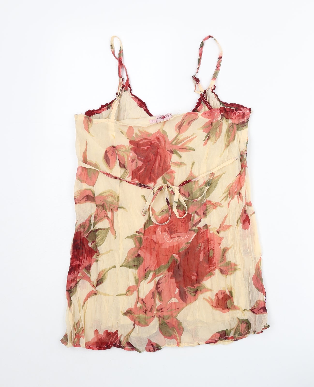 Joe Browns Womens Beige Floral Polyester Camisole Blouse Size 10 Scoop Neck