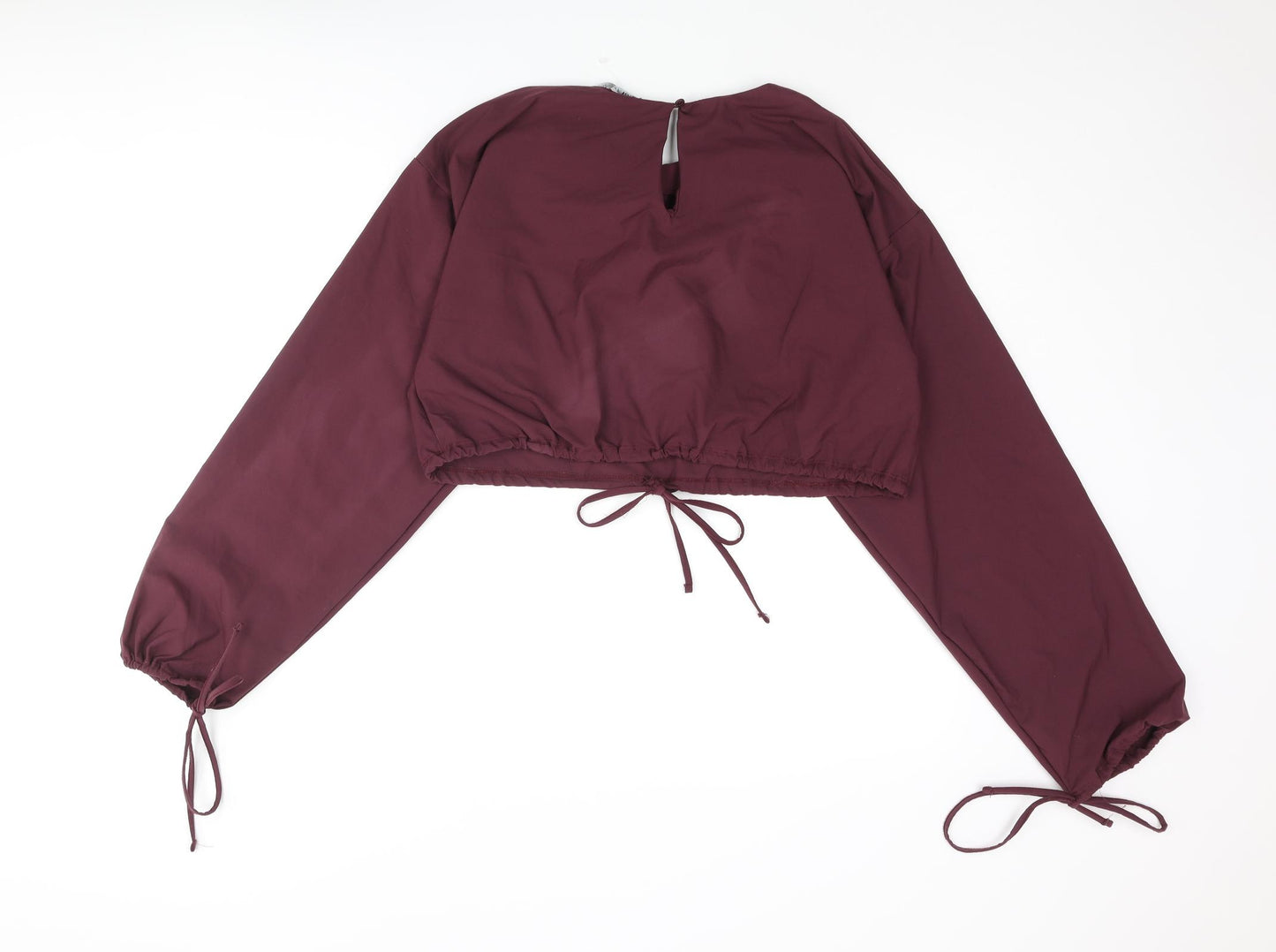 Zara Womens Purple Polyamide Cropped Blouse Size L Round Neck