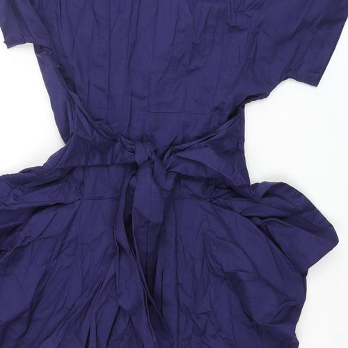 Full Circle Womens Purple Cotton Shift Size 12 Collared Zip