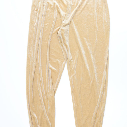 New Look Womens Beige Polyester Jogger Trousers Size 14 L29 in Regular