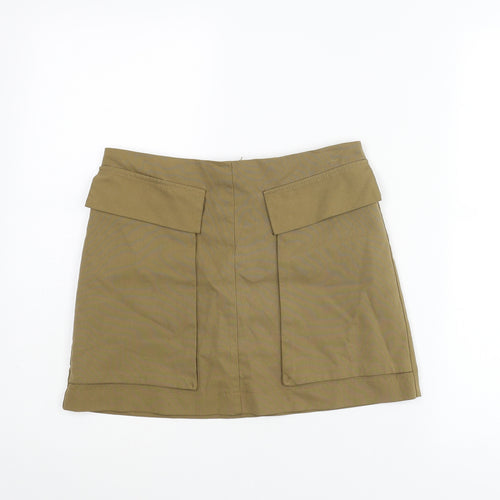 Topshop Womens Brown Polyester Cargo Skirt Size 8 Zip