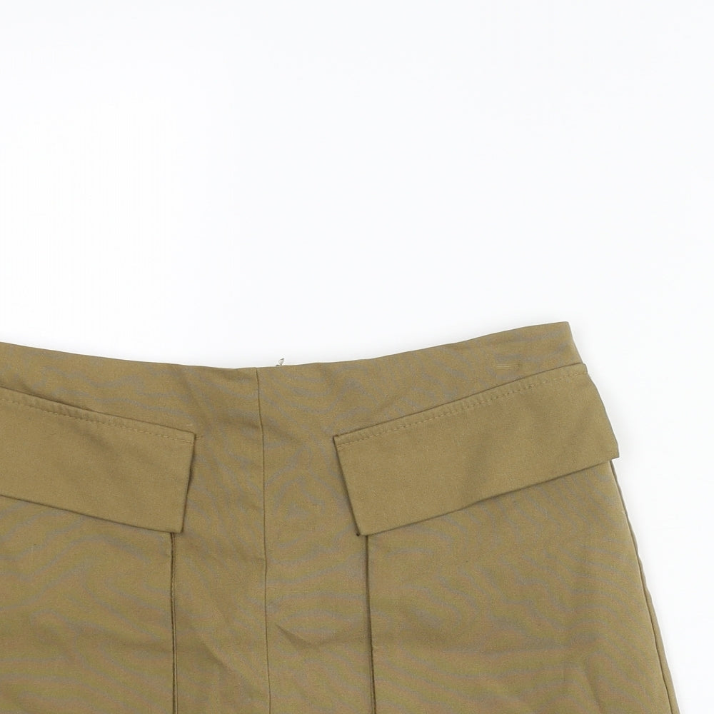 Topshop Womens Brown Polyester Cargo Skirt Size 8 Zip