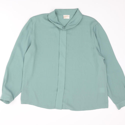 Eastex Womens Green Polyester Basic Blouse Size 16 Mock Neck