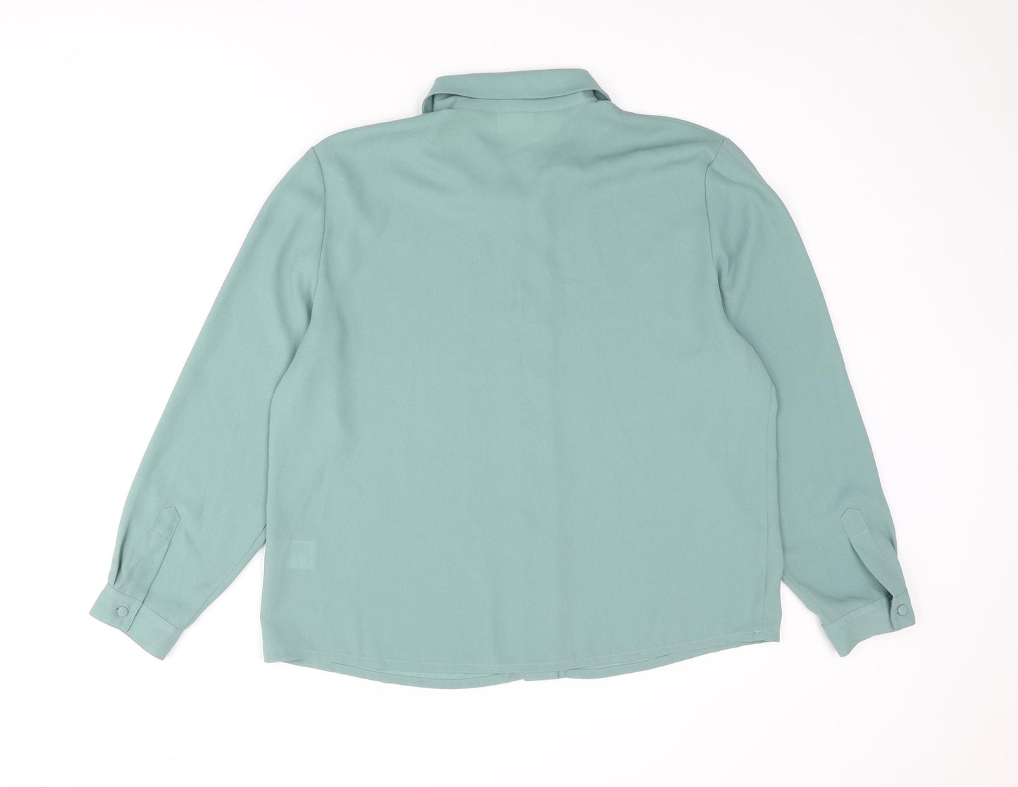 Eastex Womens Green Polyester Basic Blouse Size 16 Mock Neck