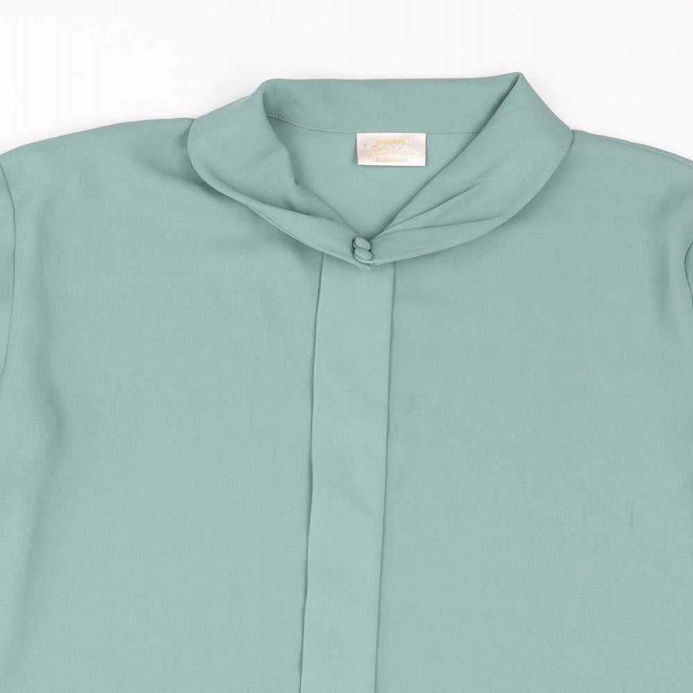 Eastex Womens Green Polyester Basic Blouse Size 16 Mock Neck