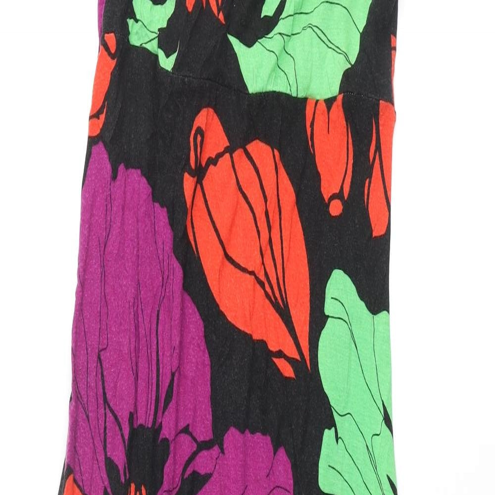 Monsoon Womens Multicoloured Floral Viscose Maxi Size 8 Square Neck Pullover