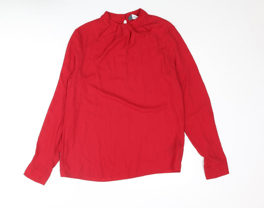 Dorothy Perkins Womens Red Polyester Basic Blouse Size 10 Round Neck