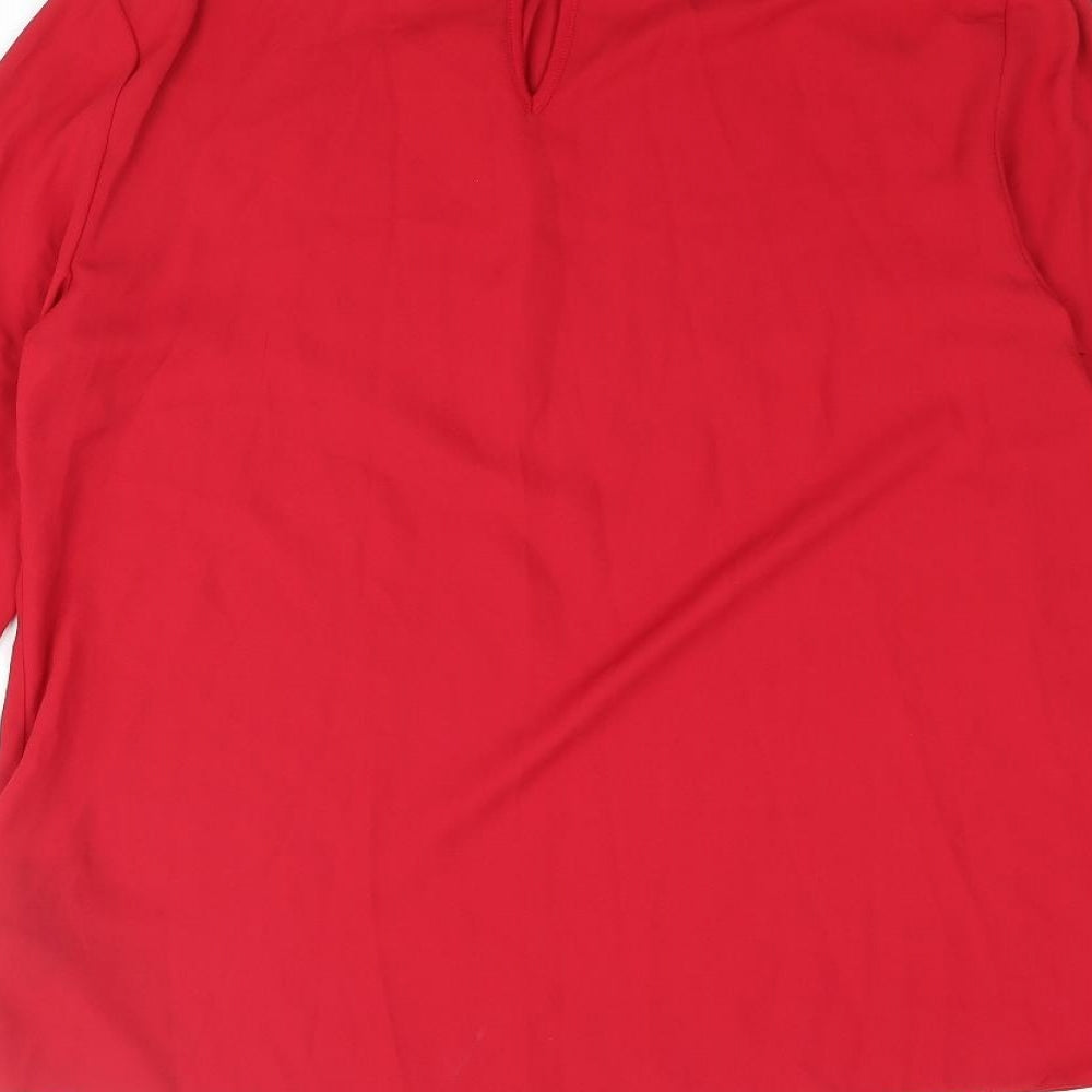 Dorothy Perkins Womens Red Polyester Basic Blouse Size 10 Round Neck