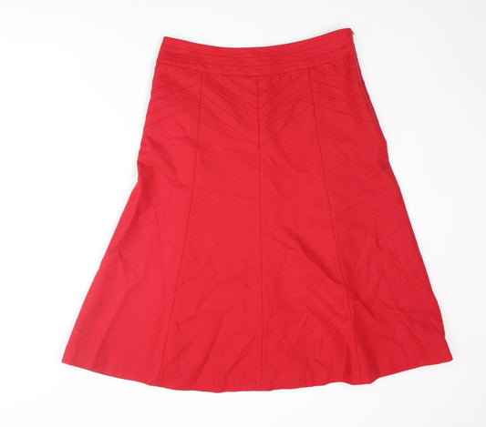 Coast Womens Red Wool Swing Skirt Size 12 Zip