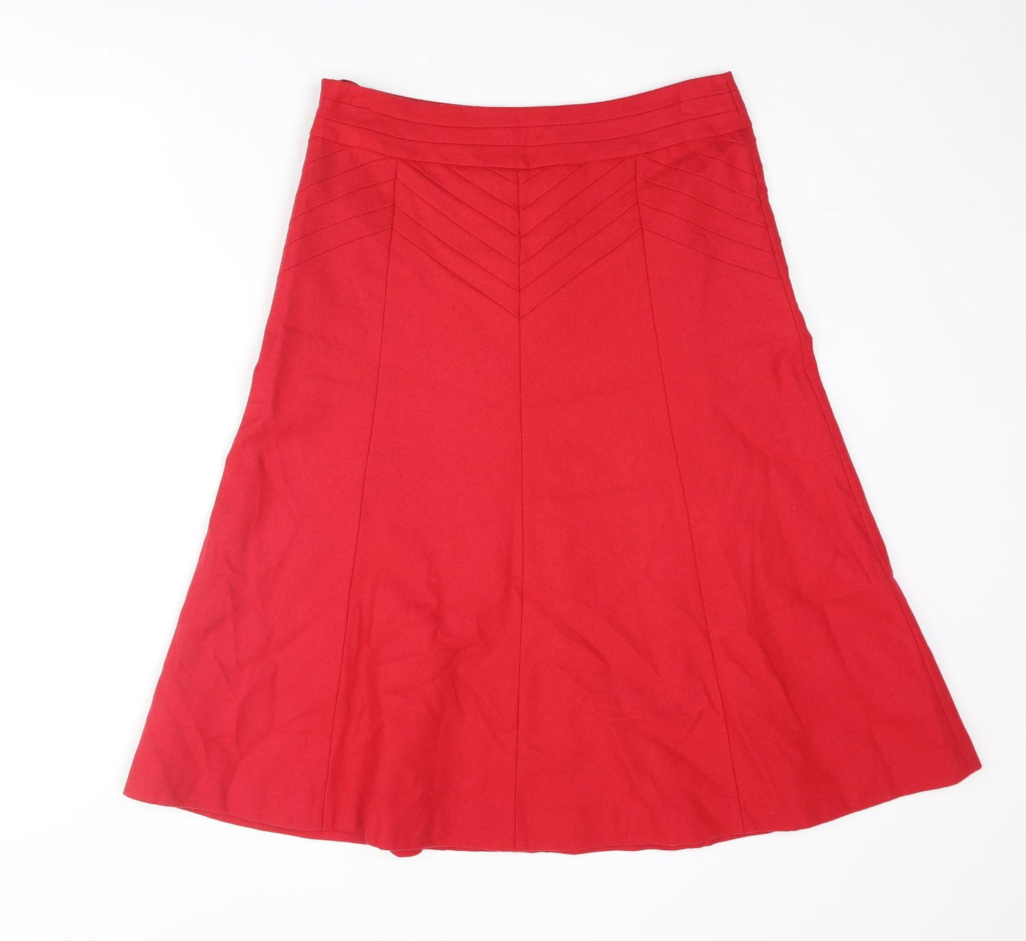 Coast Womens Red Wool Swing Skirt Size 12 Zip