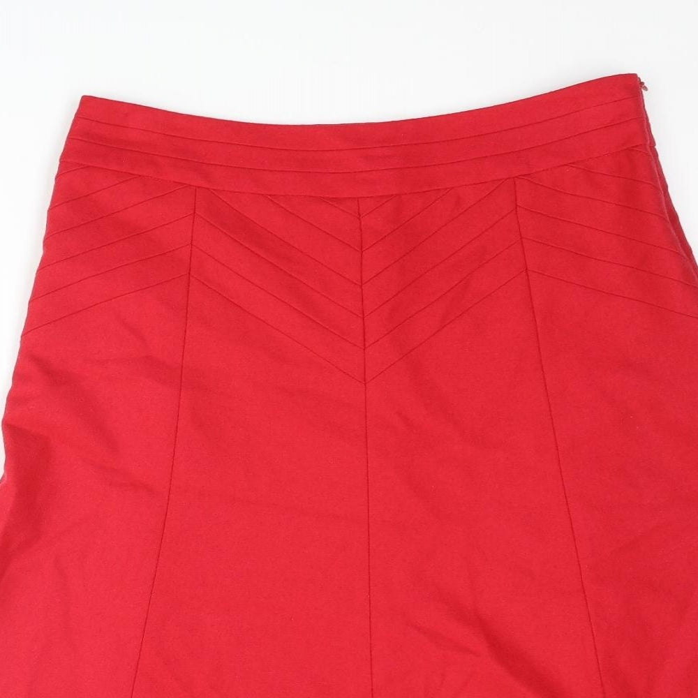 Coast Womens Red Wool Swing Skirt Size 12 Zip