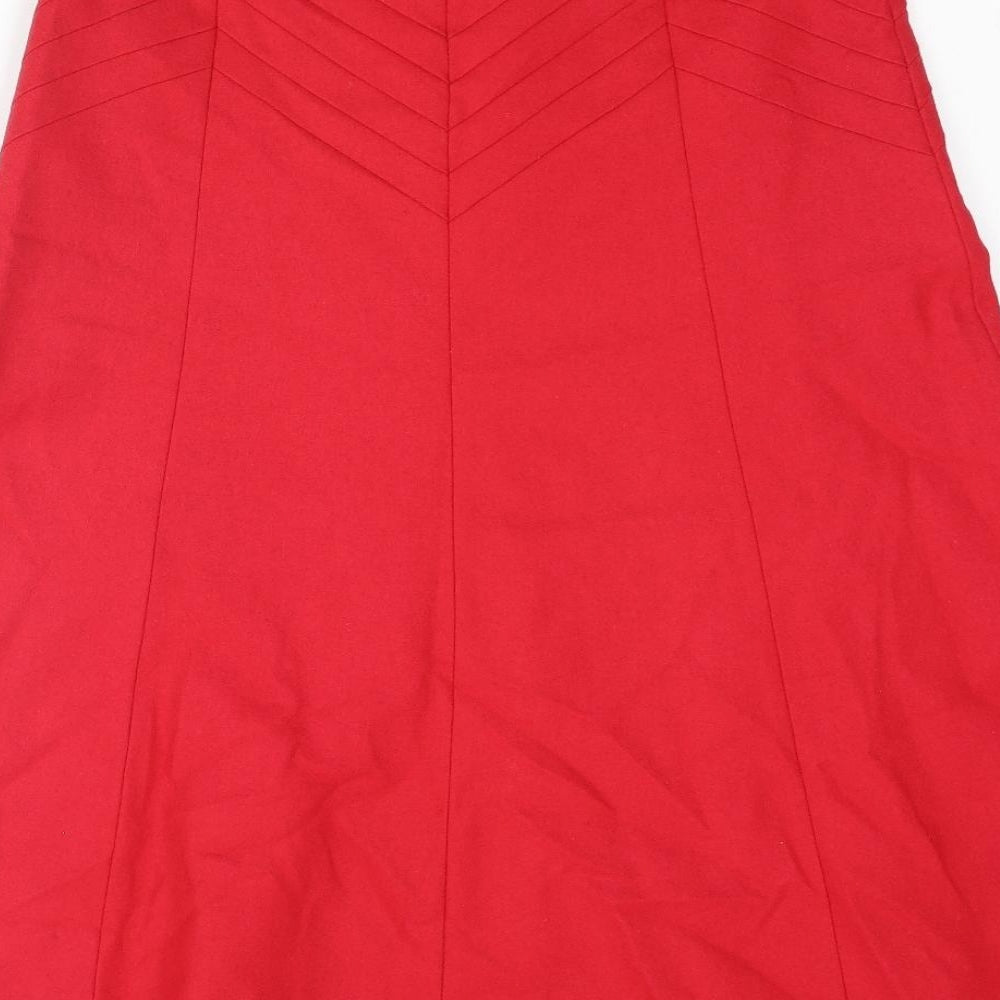 Coast Womens Red Wool Swing Skirt Size 12 Zip