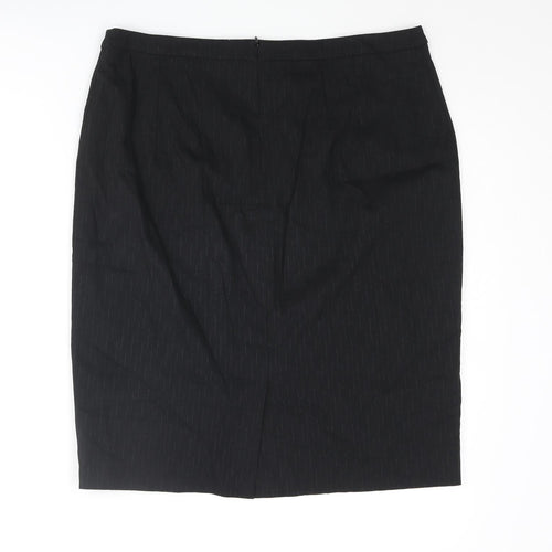 Jigsaw Womens Black Cotton Straight & Pencil Skirt Size 14 Zip