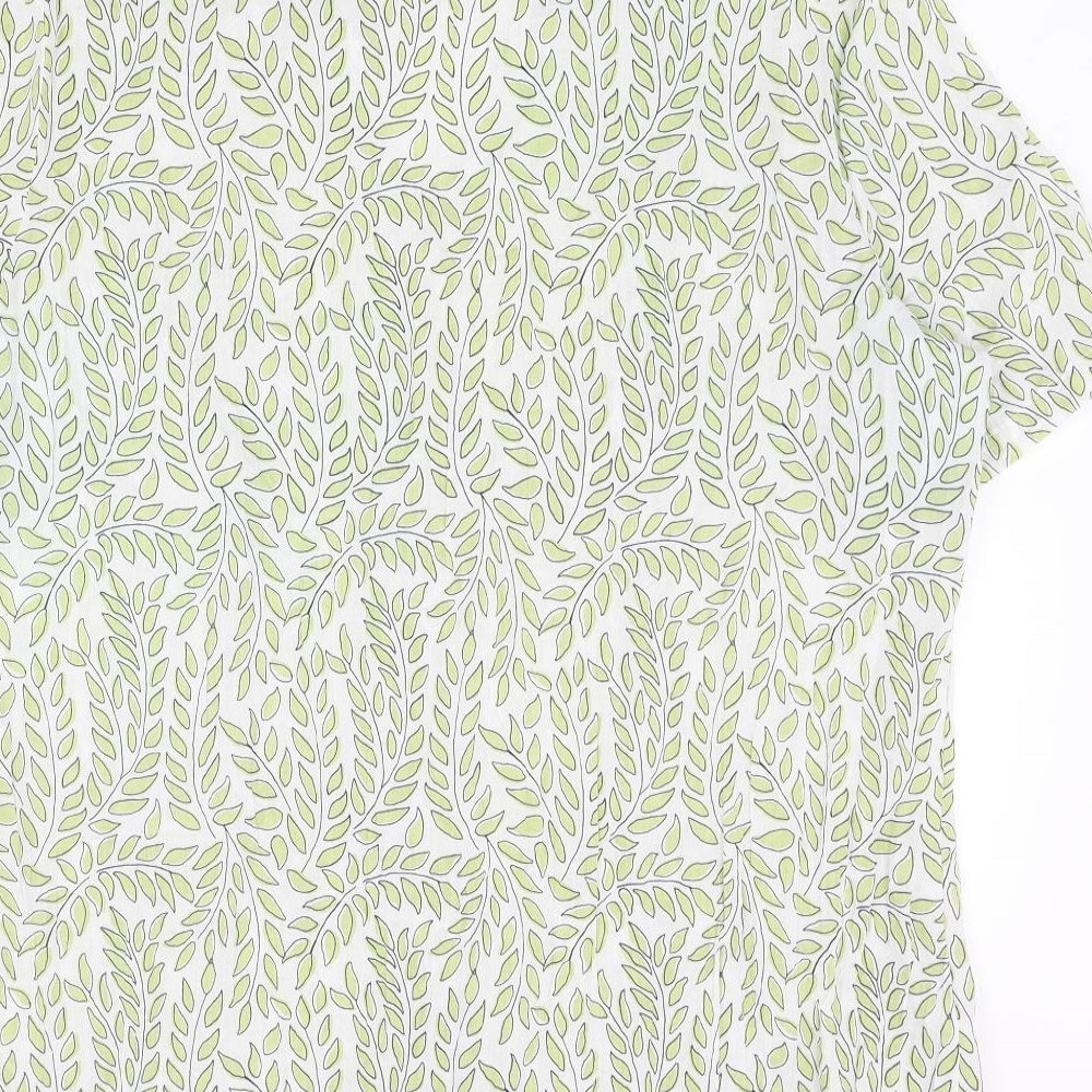 EWM Womens Green Geometric Polyester Basic Button-Up Size 18 Collared - Leaf Print