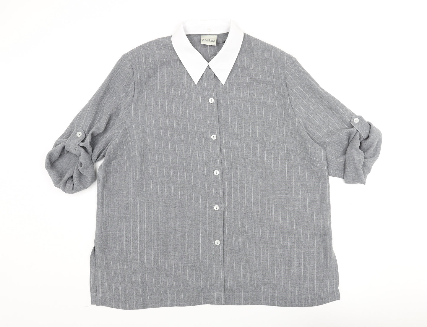 Eastex Womens Grey Polyester Basic Button-Up Size 20 Collared