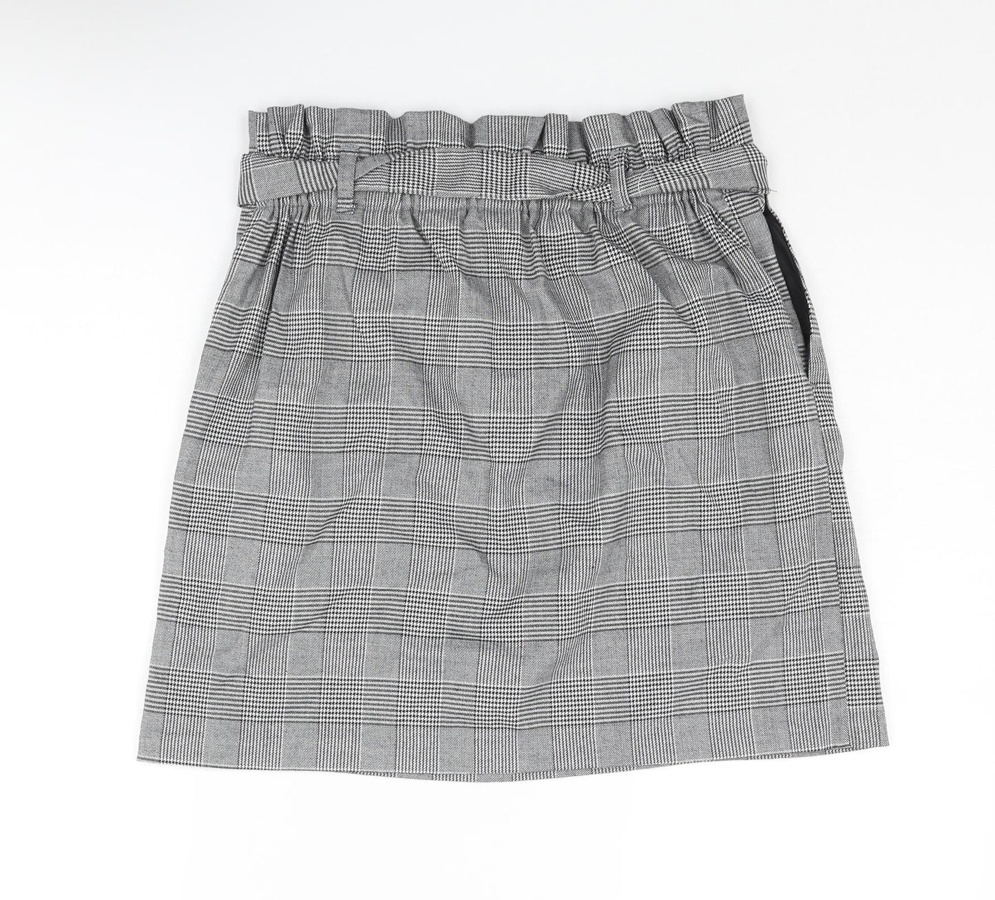 New Look Womens Grey Plaid Polyester A-Line Skirt Size 12