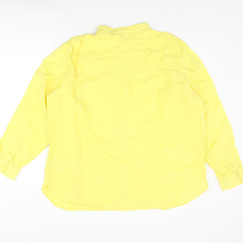 Marks and Spencer Womens Yellow Linen Basic Button-Up Size 20 Collared