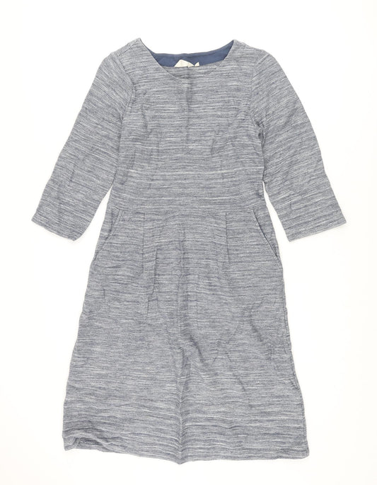 Seasalt Womens Blue Geometric Cotton A-Line Size 10 Round Neck Pullover