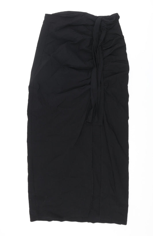 Zara Womens Black Polyester Maxi Skirt Size M Zip