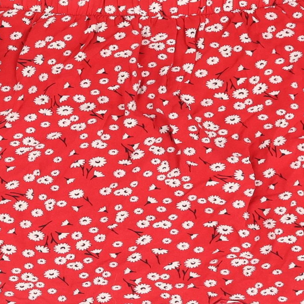 New Look Womens Red Floral Viscose Skater Skirt Size 12