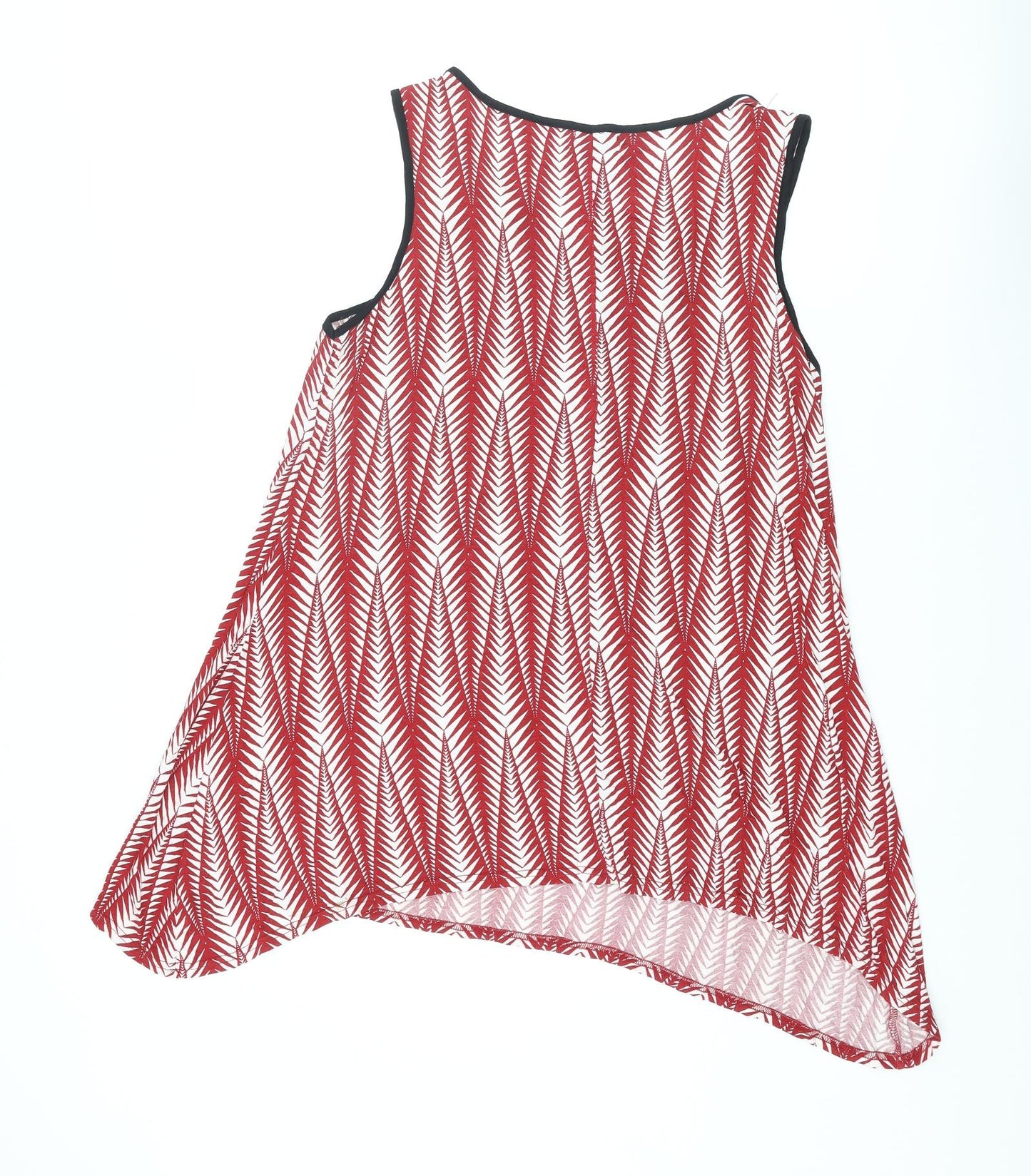 Originals Womens Red Geometric Viscose Basic Tank Size 14 Round Neck