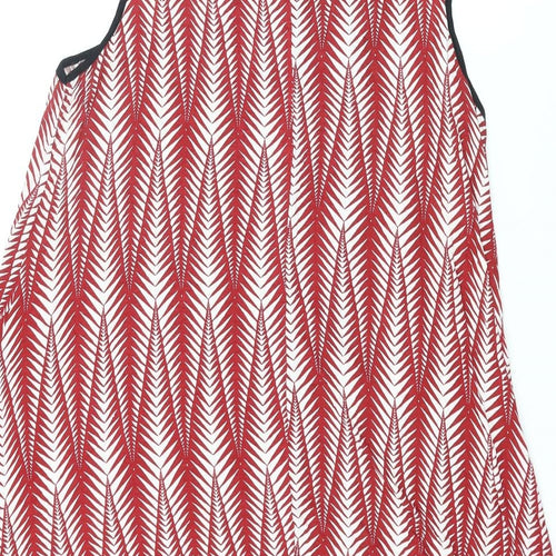 Originals Womens Red Geometric Viscose Basic Tank Size 14 Round Neck