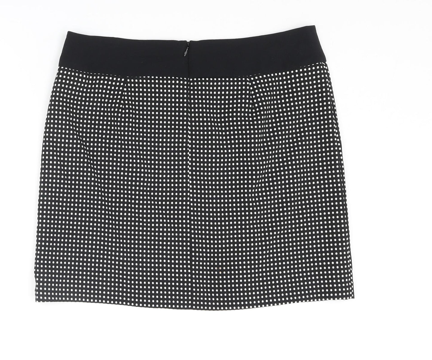 NEXT Womens Black Geometric Polyester A-Line Skirt Size 14 Zip