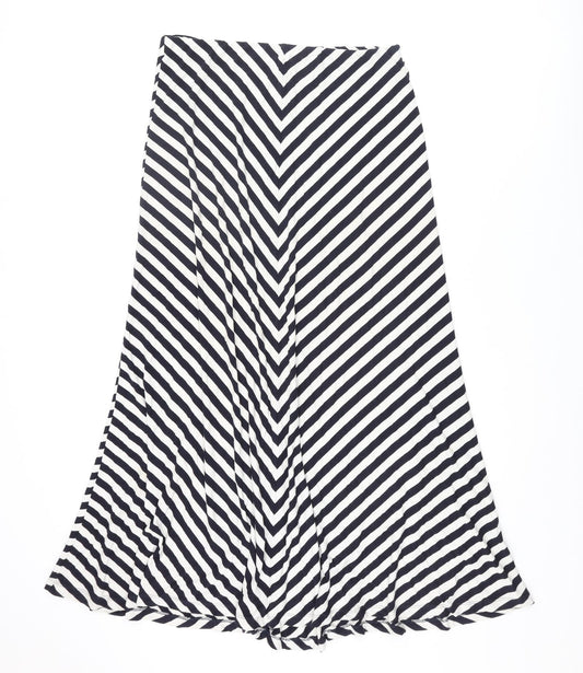 Per Una Womens Blue Striped Viscose Maxi Skirt Size 12