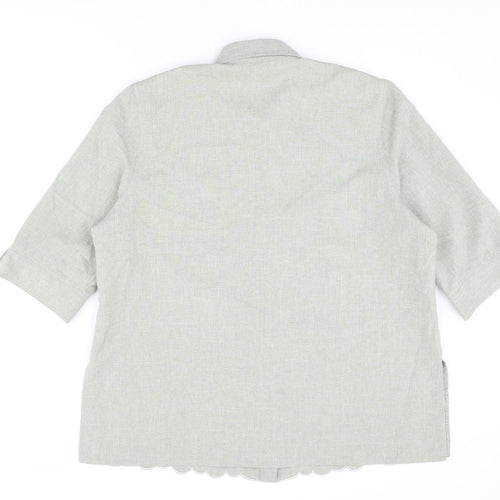 Eureka Womens Green Polyester Basic Blouse Size 18 Collared