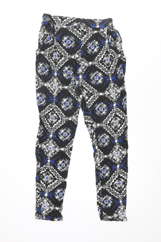 Miss Selfridge Womens Multicoloured Geometric Viscose Trousers Size 10 L29 in Regular