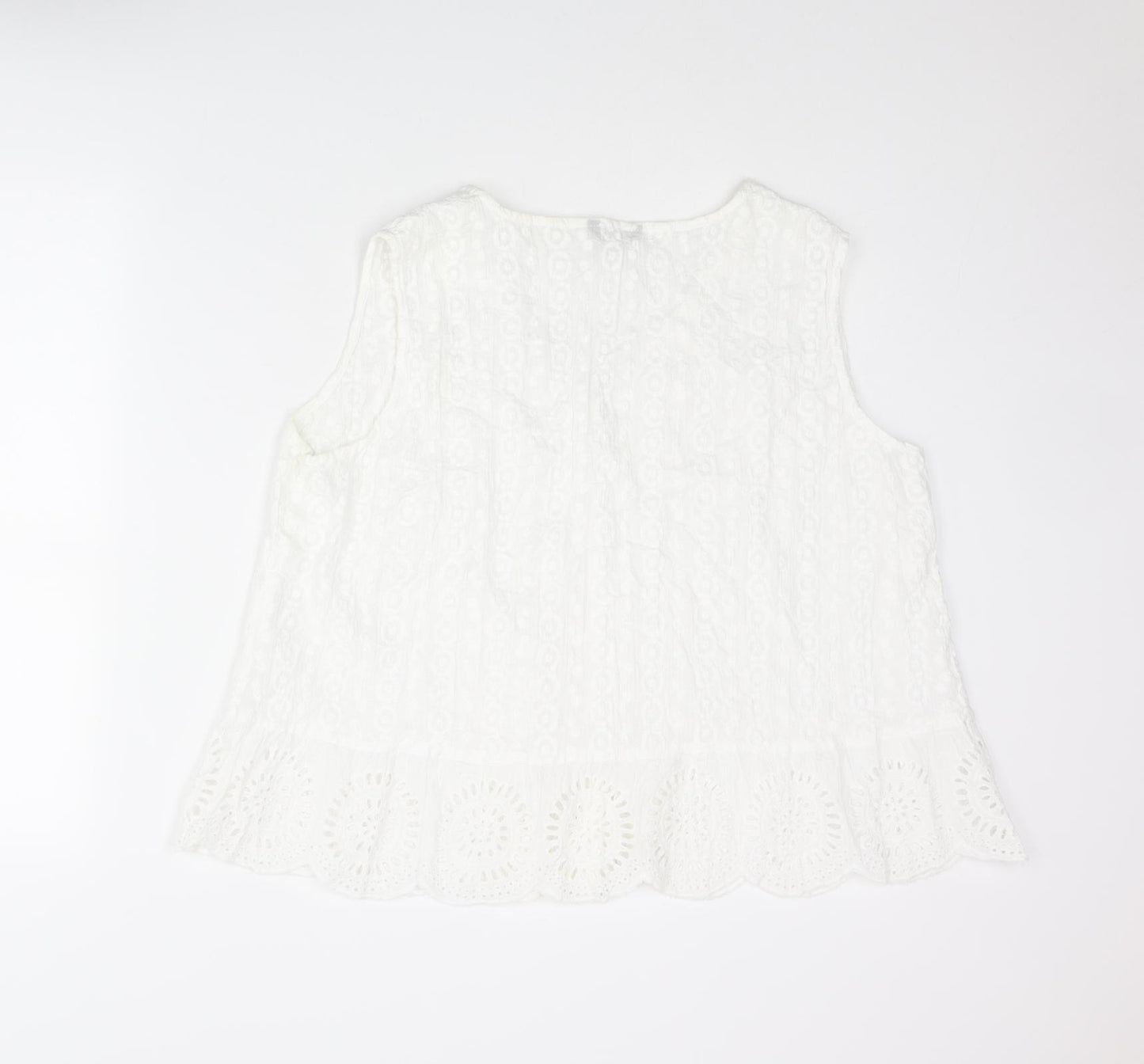 Roman Womens White Cotton Basic Button-Up Size 16 V-Neck