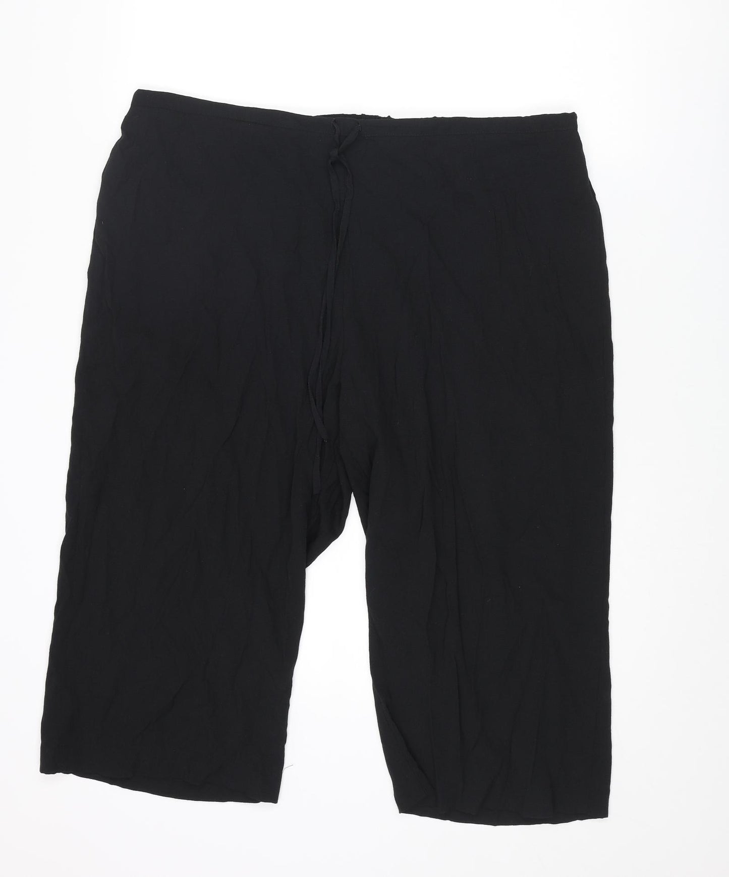 Bonmarché Womens Black Viscose Capri Trousers Size 20 L20.5 in Regular Drawstring