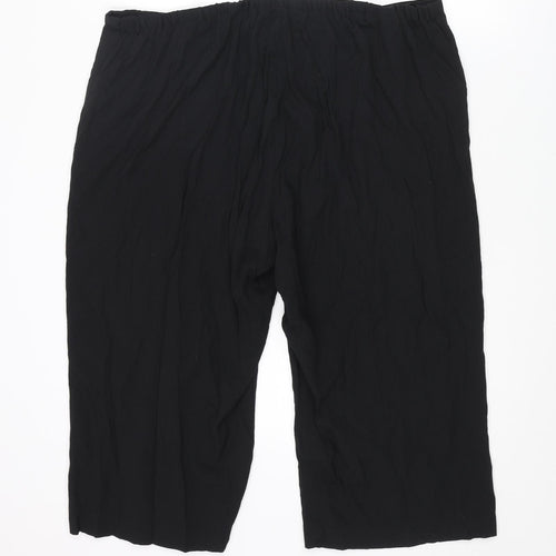 Bonmarché Womens Black Viscose Capri Trousers Size 20 L20.5 in Regular Drawstring