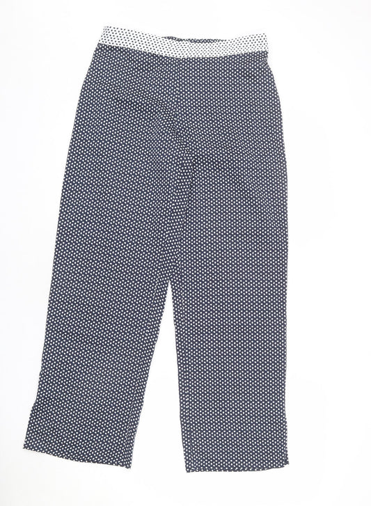 Nine Womens Blue Polka Dot Polyester Trousers Size 10 L30 in Regular