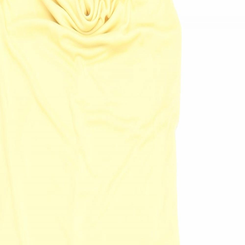 Zara Womens Yellow Polyester Slip Dress Size M Cowl Neck Pullover