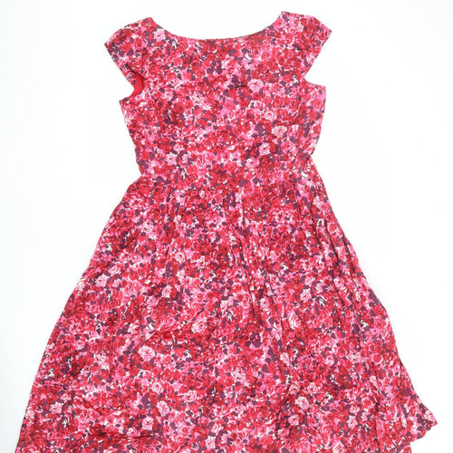 Laura Ashley Womens Multicoloured Floral 100% Cotton A-Line Size 14 Round Neck Zip