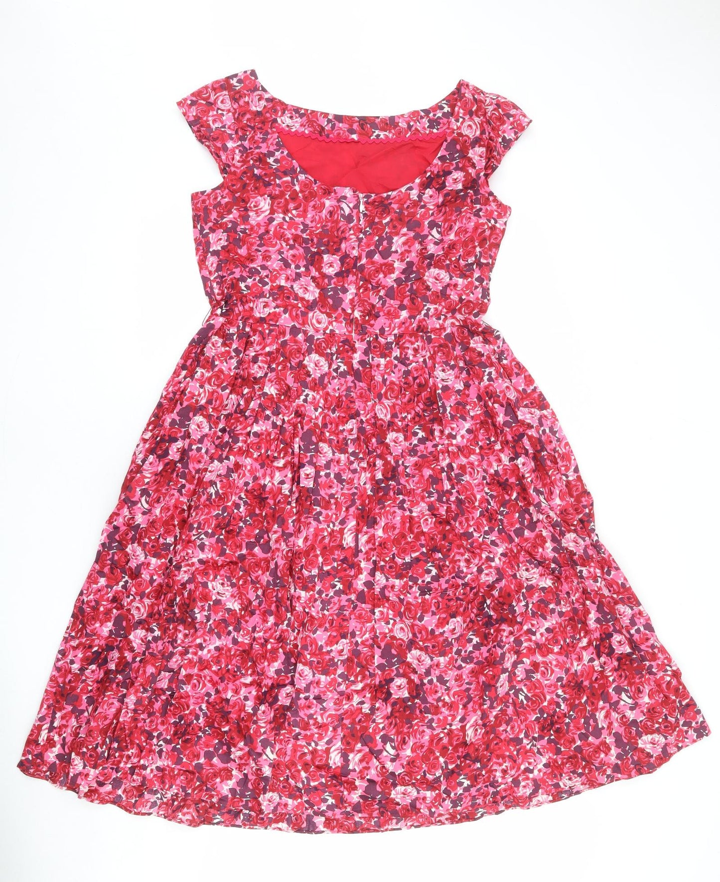 Laura Ashley Womens Multicoloured Floral 100% Cotton A-Line Size 14 Round Neck Zip