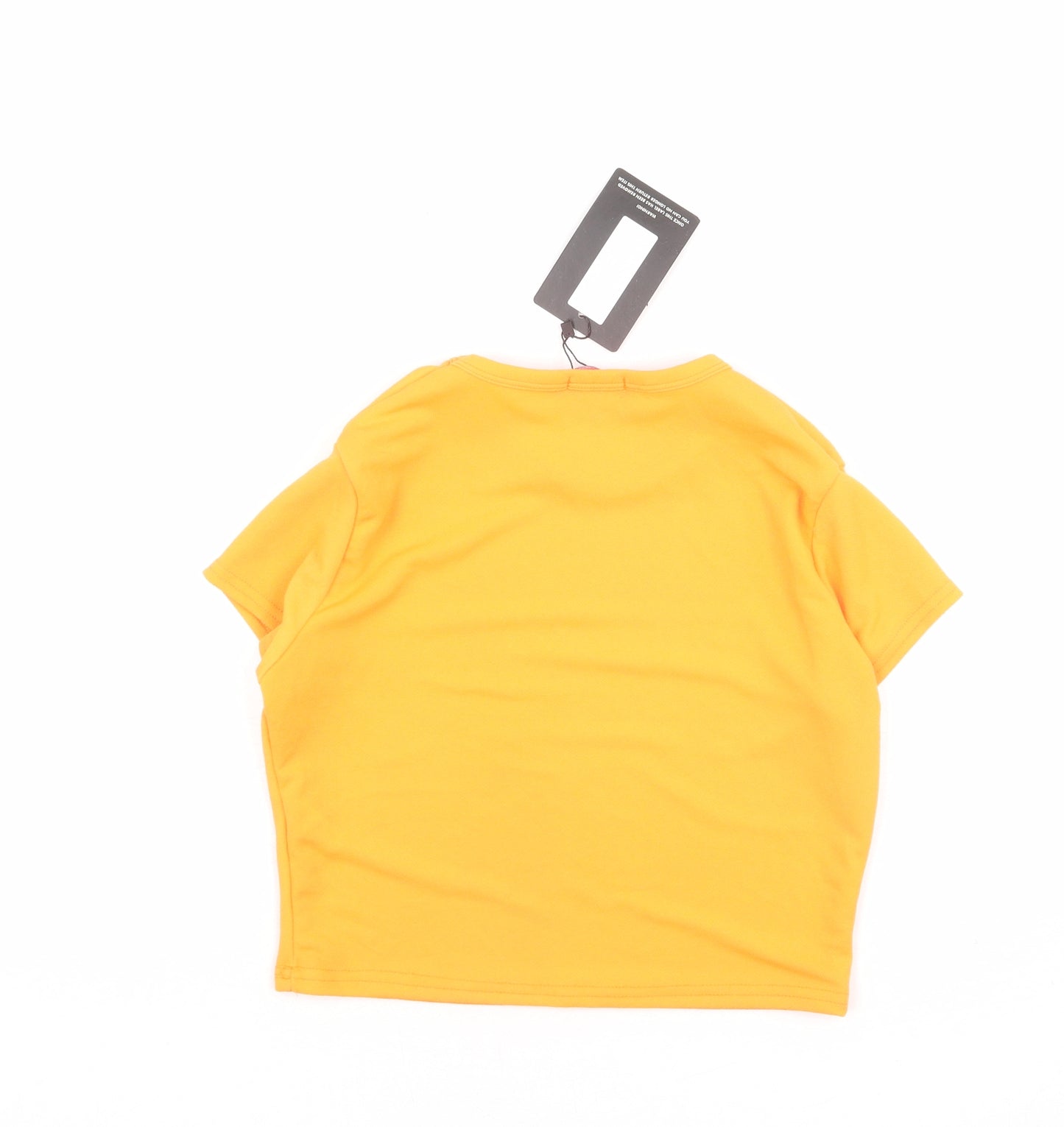PRETTYLITTLETHING Womens Orange Polyester Basic T-Shirt Size 12 Round Neck
