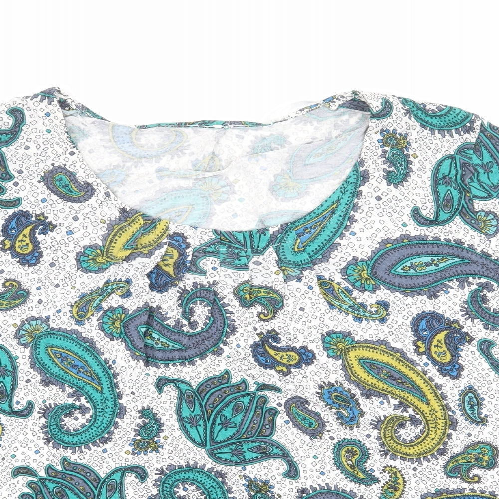 Marks and Spencer Womens Multicoloured Paisley Viscose Basic Blouse Size 20 Scoop Neck