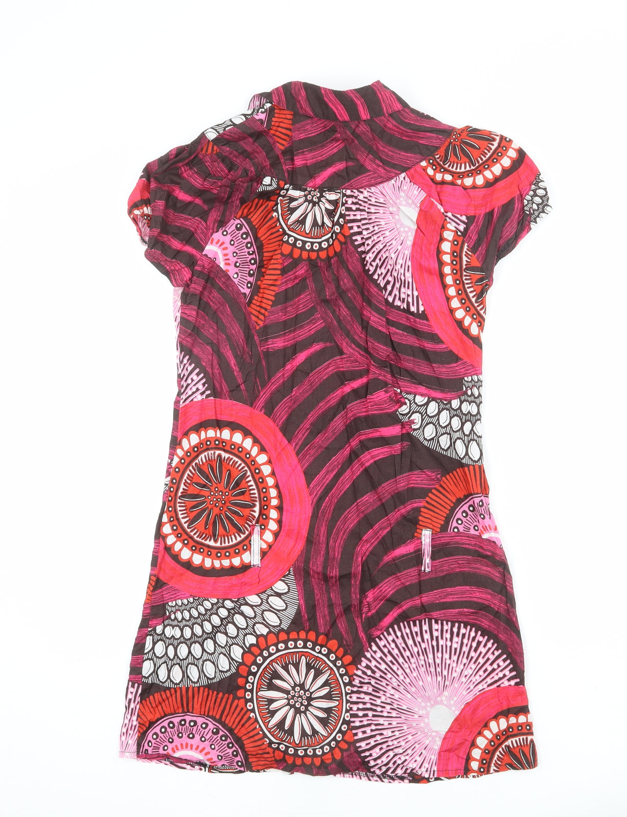 Red Herring Womens Multicoloured Geometric Polyester Shirt Dress Size 8 Collared Button